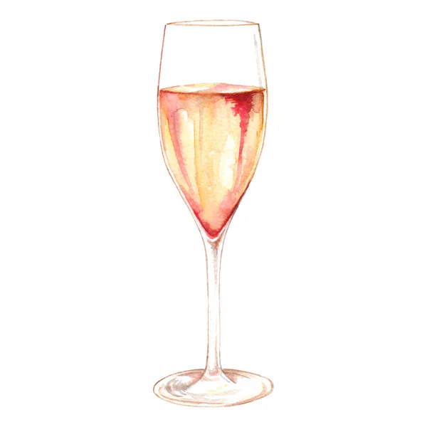 Akvarell champagne mousserande vin glas alkohol isolerad — Stockfoto