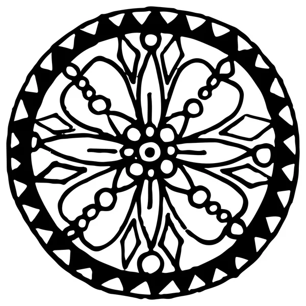 Monochrome noir et blanc cercle mandala vecteur doodle — Image vectorielle
