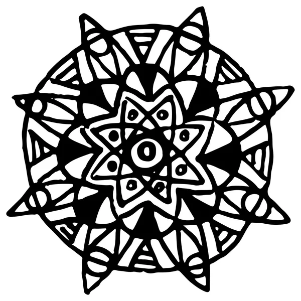 Monochromer schwarzer und weißer Kreis Mandala Doodle Vektor — Stockvektor