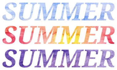 Suluboya yaz sezonu kelime tipografik yazı izole set vektör