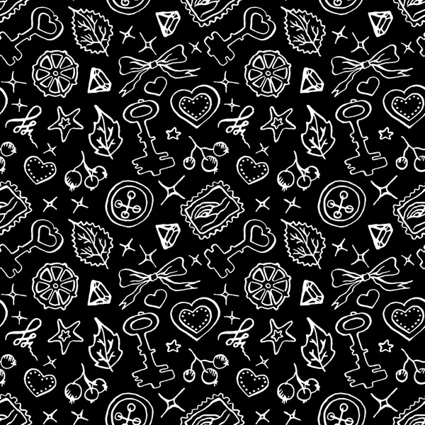 Monochrome noir et blanc croquis croquis motif sans couture vecteur — Image vectorielle