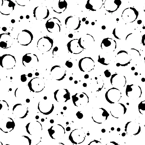 추상 흑백 흑백 잉크 원형 벡터 원활한 패턴 — 스톡 벡터