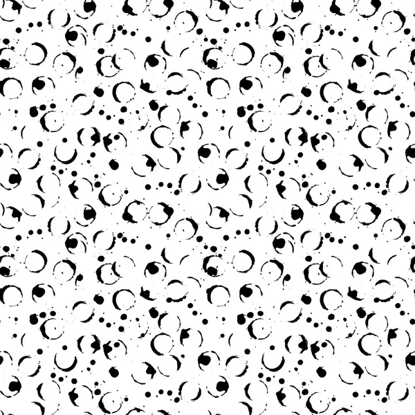 Abstracto blanco y negro monocromo tinta círculo vector patrón sin costura — Archivo Imágenes Vectoriales