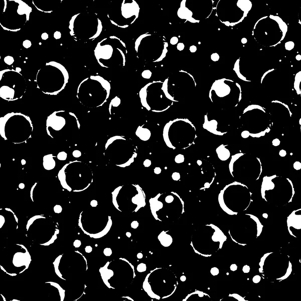 추상 흑백 흑백 잉크 원형 벡터 원활한 패턴 — 스톡 벡터