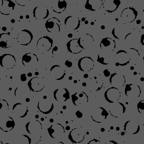 추상 단색 검정 회색 회색 잉크 원형 벡터 원활한 패턴 — 스톡 벡터