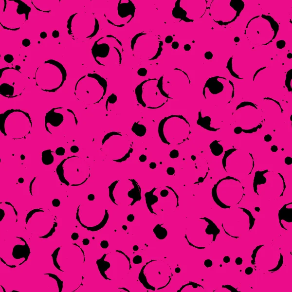 Resumen negro y rosa tinta monocromática círculo vector patrón sin costura — Archivo Imágenes Vectoriales
