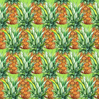 Suluboya ananas egzotik tropik meyve Dikişsiz desen doku arka plan