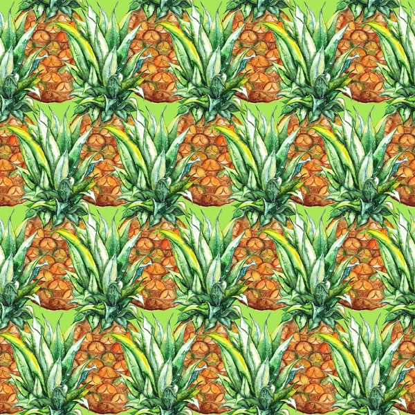 Acuarela piña exótica fruta tropical sin costuras patrón textura fondo — Foto de Stock