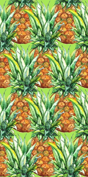 Aquarell Ananas exotische tropische Früchte nahtlose Muster Textur Hintergrund — Stockfoto