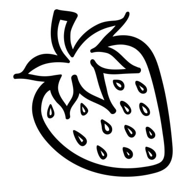 Strawberry berry monochrome black and white isolated sketch line art vector icon