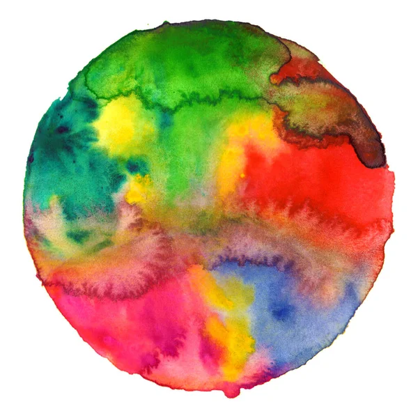 Akvarel Barevné Duhové Kruh Skvrnité Skvrnité Textury Pozadí Izolované Umění — Stock fotografie