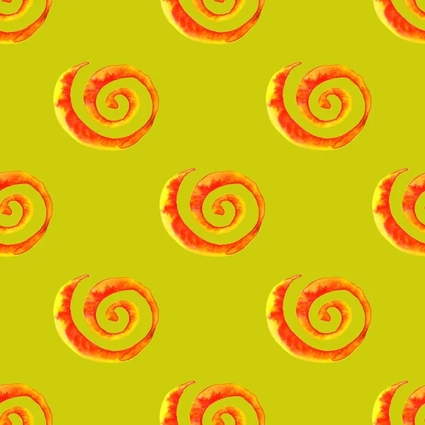 Acuarela Rojo Anaranjado Amarillo Lazo Tinte Espiral Remolino Sin Costuras — Foto de Stock