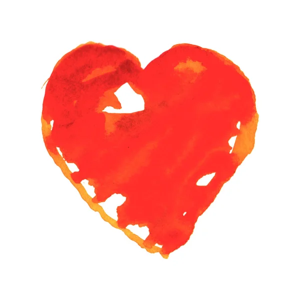 Acuarela Corazón Rojo Símbolo Amor Icono Arte Dibujado Aislado —  Fotos de Stock