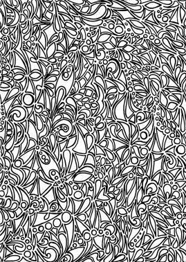 Siyah beyaz tek renkli vektör arka plan doodle