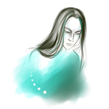 Genç uzun saçlı Asyalı adam sakin ol.