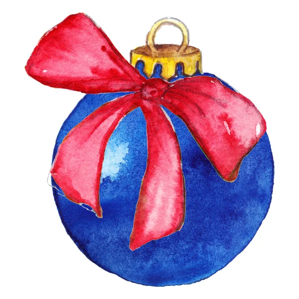 Boule de Noël bleue avec arc — Photo