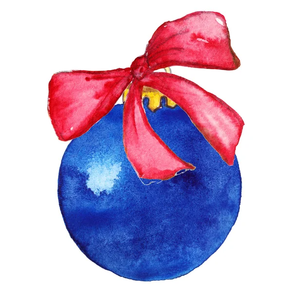 Синій різдвяний м'яч з бантом — стокове фото