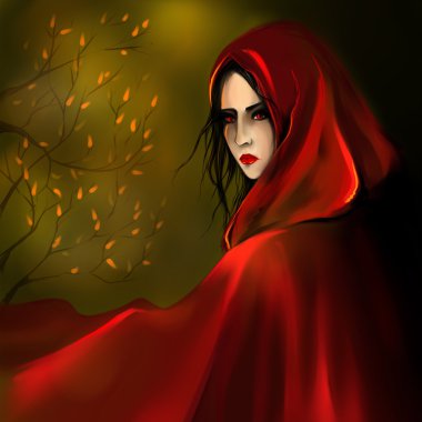 Little Red Riding Hood girl digital art clipart
