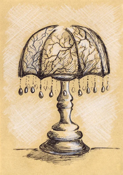 Vintage lámpa felfüggesztések tinta kézműves vázlat — Stock Fotó