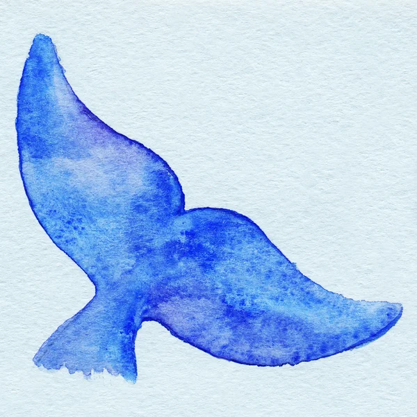 Aquarell Wal Tier Fischschwanz blau isoliert — Stockfoto