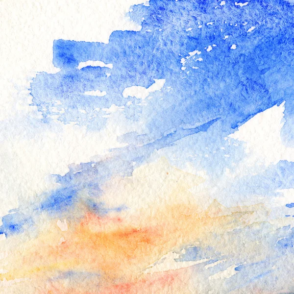 Акварель закат синий оранжевый небо облака текстура фона — стоковое фото