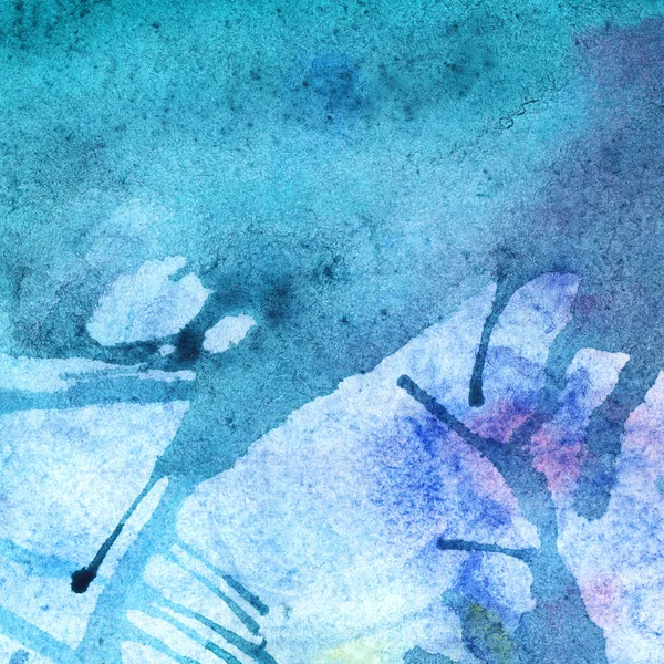 Акварель зимний бирюзовый голубой абстрактный фон — стоковое фото