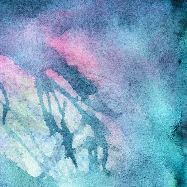 Акварель зимний бирюзовый голубой абстрактный фон — стоковое фото