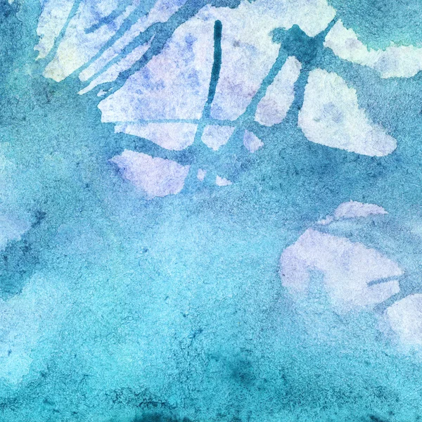 Aquarelle hiver turquoise cyan texture abstraite fond — Photo