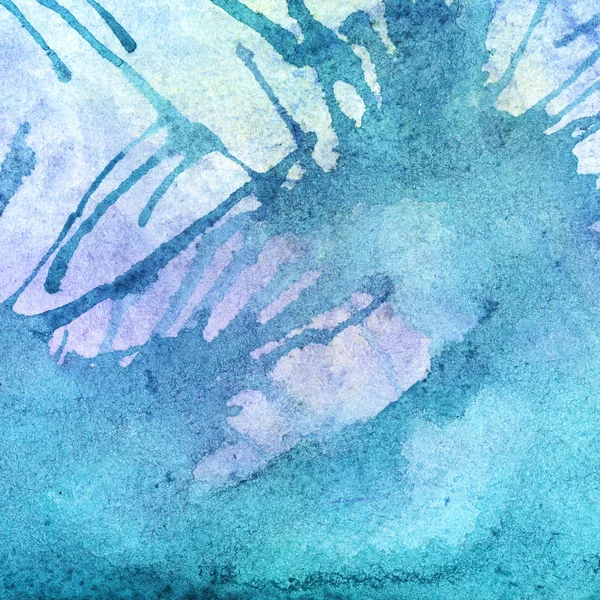 Tyrkysový akvarel zimní azurová abstraktní textury pozadí — Stock fotografie