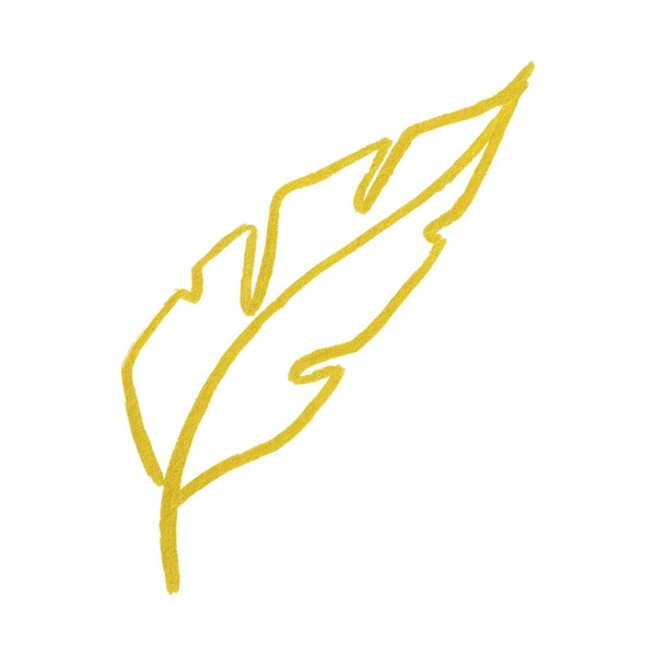 Golden yellow velvet feather ink symbol isolated — Stock Photo, Image