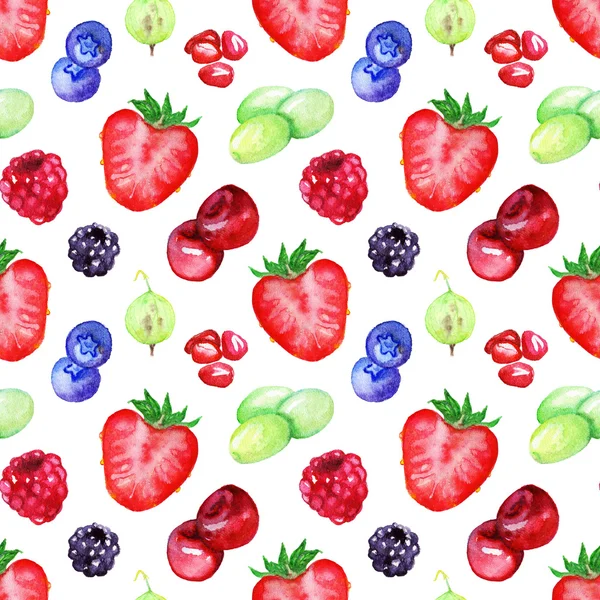 Watercolor berry mix seamless pattern texture background — ストック写真
