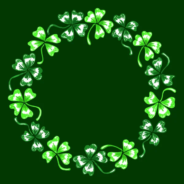 Doodle trèfle vert cercle de trèfle couronne vecteur ligne art isolé — Image vectorielle