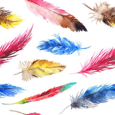 Sulu Boya renkli tüy Dikişsiz desen arka plan dokusu