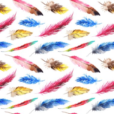 Sulu Boya renkli tüy Dikişsiz desen arka plan dokusu