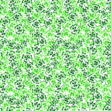 Doodle green clover shamrock Saint Patrick's Day seamless pattern