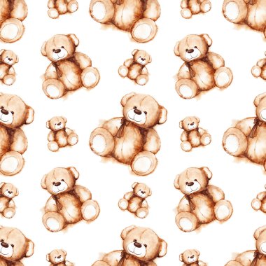 Çizgi film çok güzel bir oyuncak ayı Saint Valentine's day seamless modeli