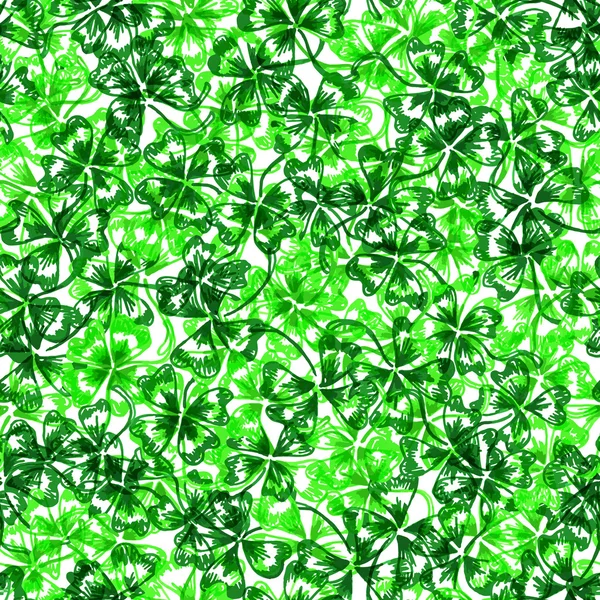 Doodle trèfle vert motif sans couture Saint Patrick — Photo