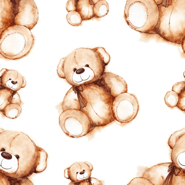 Desenhos animados lindo Teddy Bear Dia de São Valentim padrão sem costura — Fotografia de Stock