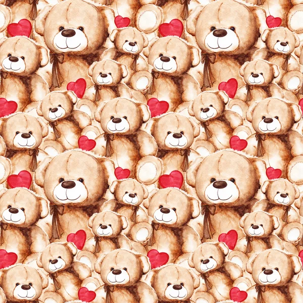Cartone animato bella Teddy Bear San Valentino modello senza soluzione di continuità — Foto Stock
