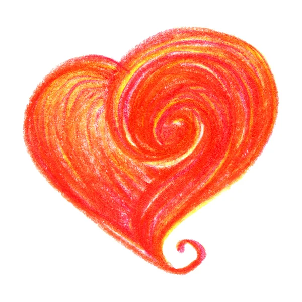Acuarela rojo anaranjado amarillo corazón San Valentín aislado —  Fotos de Stock
