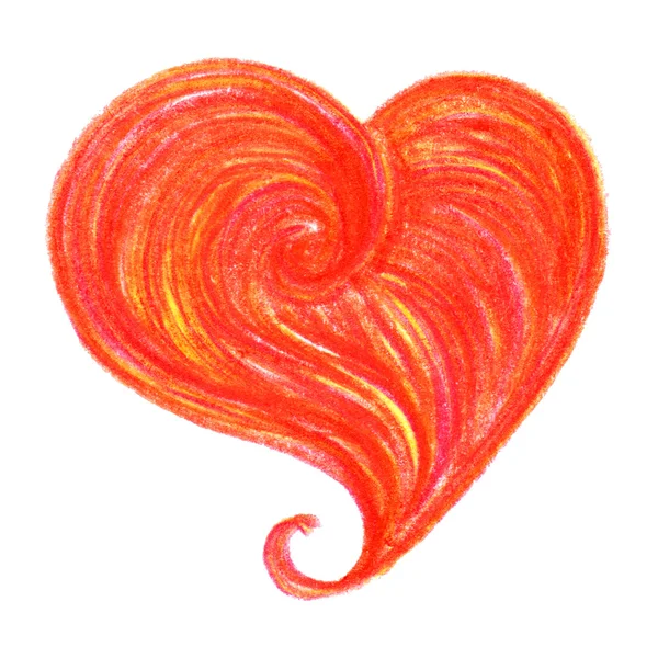 Aquarelle rouge orange jaune coeur Saint Valentin isolé — Photo