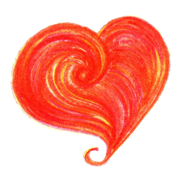 Acuarela rojo anaranjado amarillo corazón San Valentín aislado —  Fotos de Stock