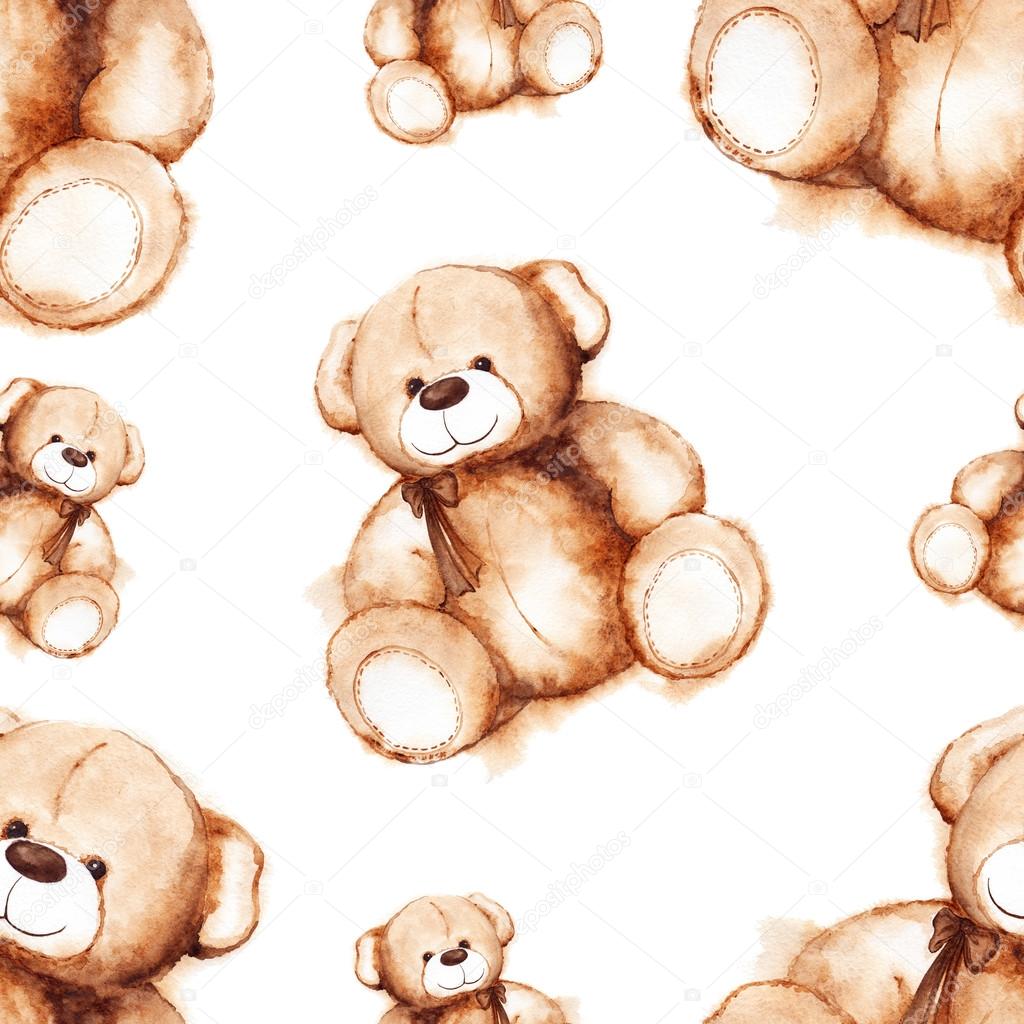 Cartoon lovely Teddy Bear Saint Valentine's day seamless pattern
