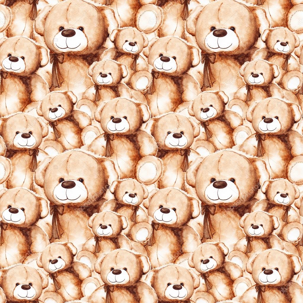 Cartoon lovely Teddy Bear Saint Valentine's day seamless pattern