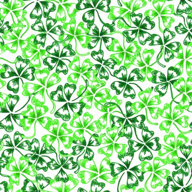 Yeşil yonca Saint Patrick's Day vektör seamless modeli doodle