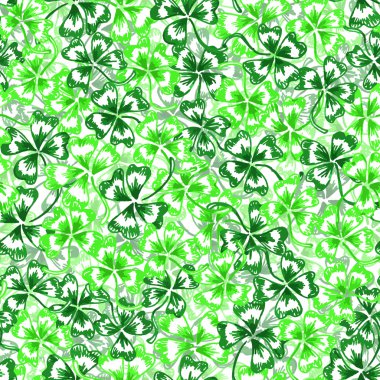Yeşil yonca Saint Patrick's Day vektör seamless modeli doodle