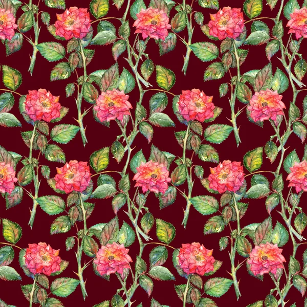 Watercolor pink roses seamless pattern texture background — Stock Photo, Image