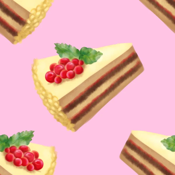 Цифровий художній десерт солодкий торт безшовний візерунок текстури фону — стокове фото