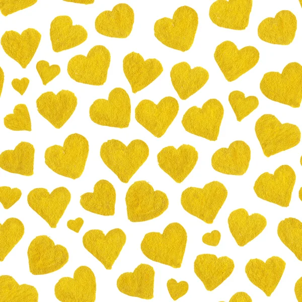 Aquarel gouden harten Saint Valentine's Day naadloze patroon — Stockfoto