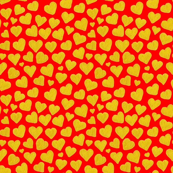 Acuarela corazones dorados San Valentín patrón sin costuras — Foto de Stock